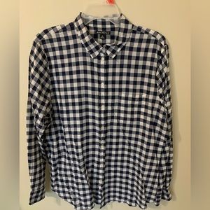 JCrew size Large cotton navy/white long sleeve button up shirt
